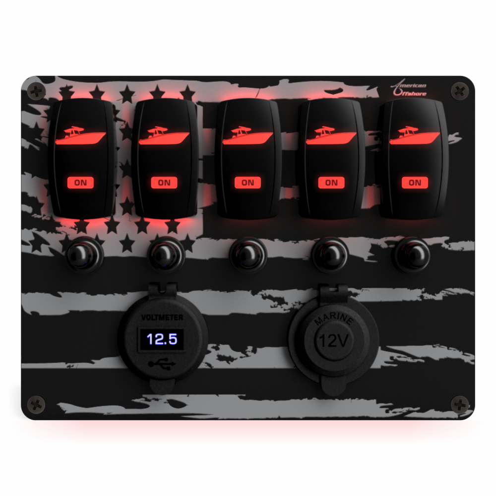 Instrument Panel Rocker Switches 5 Gang Rocker Switch Panel (w/ Accessories) | American Offshore