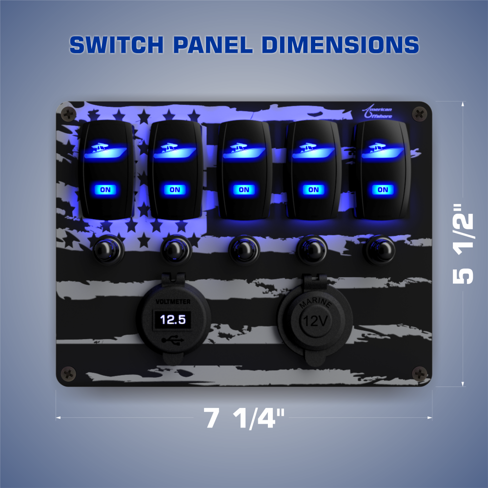 5 Gang Rocker Switch Panel (w/ Accessories) | American Offshore