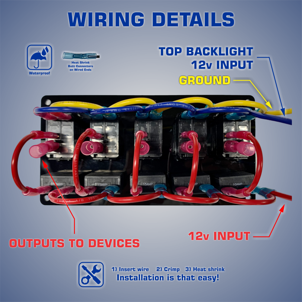 5 Terminal Rocker Switch 5 Gang Rocker Switch Panel | American Offshore